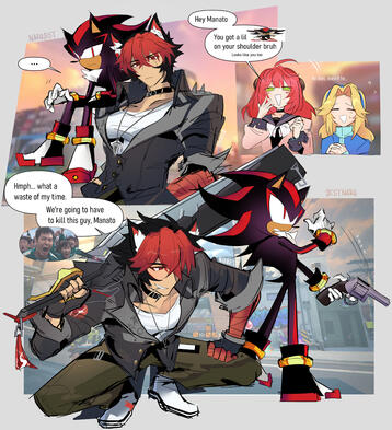 Manato and Shadow look similar, so I drew them together. ...I've always wanted to use that squid game screenshot...